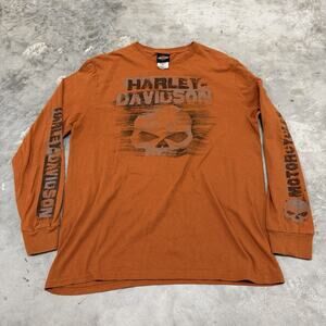 Harley-Davidson War Horse Shirt Mens Large Orange Long Sleeve Ocala Florida 2019